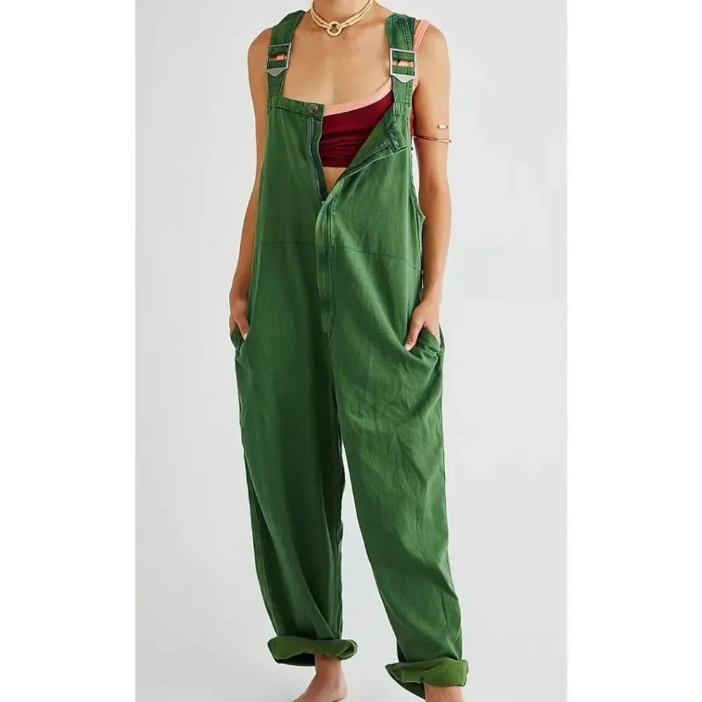 SOLD Free People We The Free Hunter Denim Overall in Spring Green Size Small - Picture 5 of 12